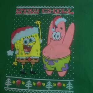 Nickelodeon Men's Christmas Spongebob Short Sleeved T-Shirt Size M Green